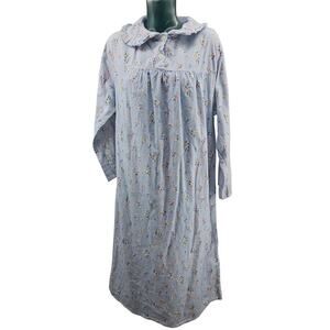 Vintage Center Aisle Country Cozy Floral Cotton Flannel Nightgown 2X 3855